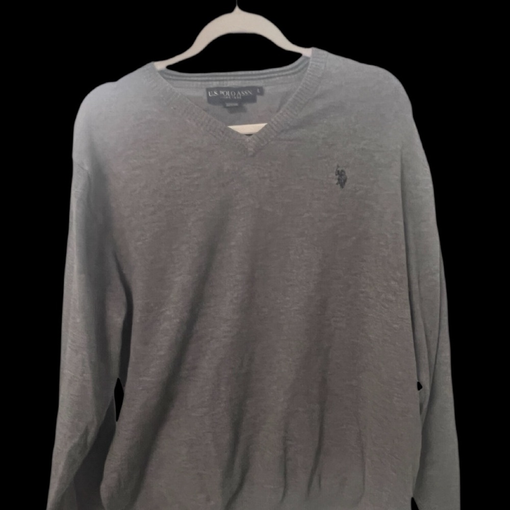 Polo v-neck sweater. Lightweight knit